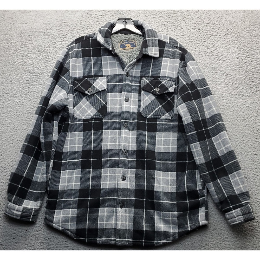 Freedom Foundry Shacket Mens Med Plaid Sherpa Lined Collared Button Front EUC